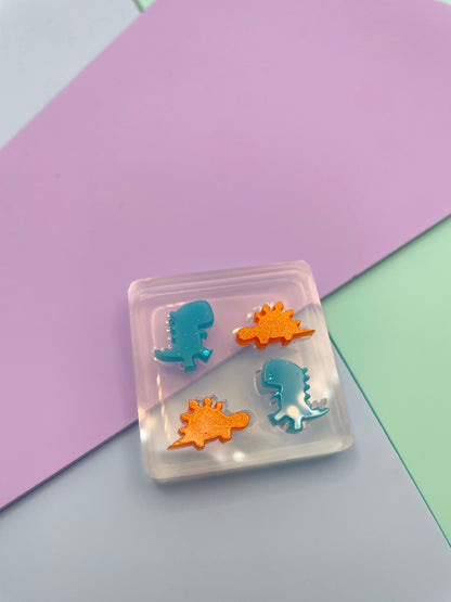 Mini Dino Stud Earring Mold Stegosaurus & Tyrannosaurus T-rex