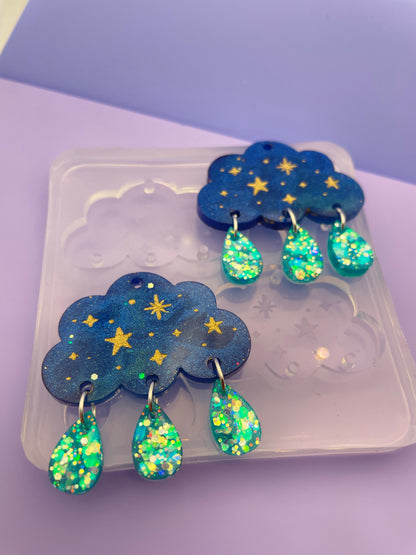 Starry Sky Rainy Clouds Dangle Drop Earring Mold