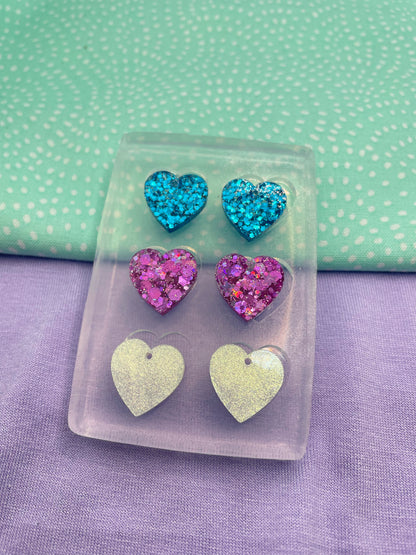 1.5 cm Small Heart Dangle Earring Mold Predrilled