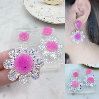 Large 3D Daisy Flower Dangle Drop Earring Mold