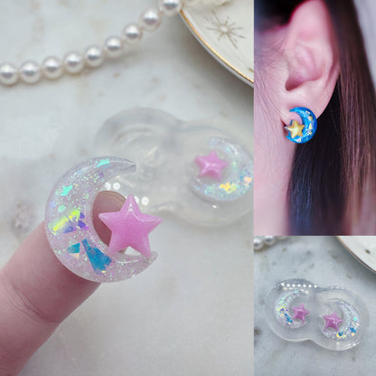 Predomed and Layered Star and Moon Stud Earring Mold