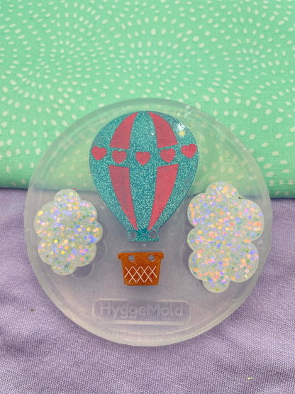 Large Hot Air Balloon with clouds Link necklace brooch Pendant mold