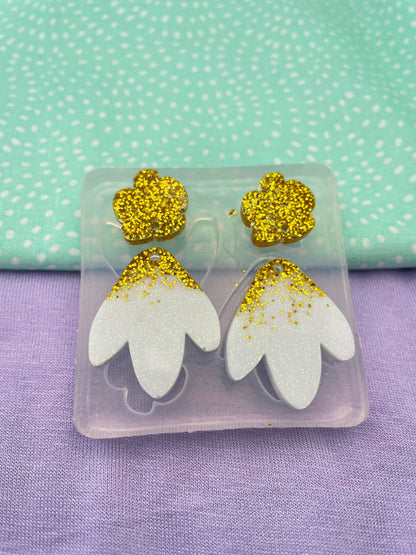 4.2 cm Abstract tulip Snowdrop Flower organic shape Dangle earring Mold