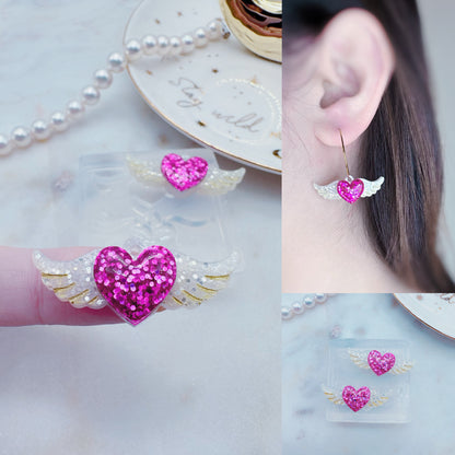 3.5 cm Flying Winged Heart Dangle Earring Mold