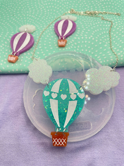 Large Hot Air Balloon with clouds Link necklace brooch Pendant mold