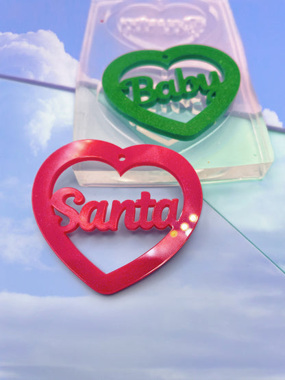 Santa Baby Slogan Heart Dangle Earring Mold