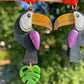 Layered Toucan with Monstera leaf and Tropical Hibiscus Flower Dangle Earring Mold