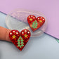 Small Christmas Engraved Heart Dangle Earring mold