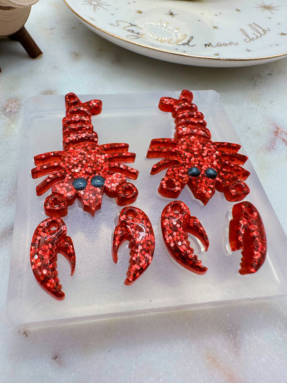 5.5 cm 3D Lobster and Shell Dangle Earring Mold