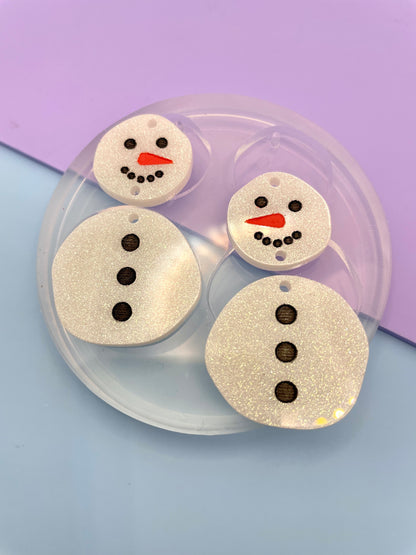 4.5 cm Snowman Two part dangle earring mold Christmas clear silicone mould