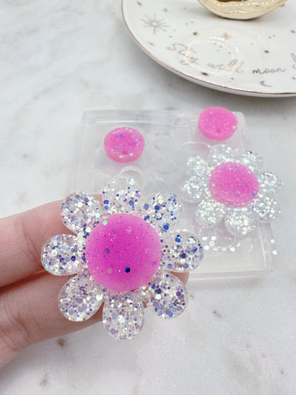 Large 3D Daisy Flower Dangle Drop Earring Mold