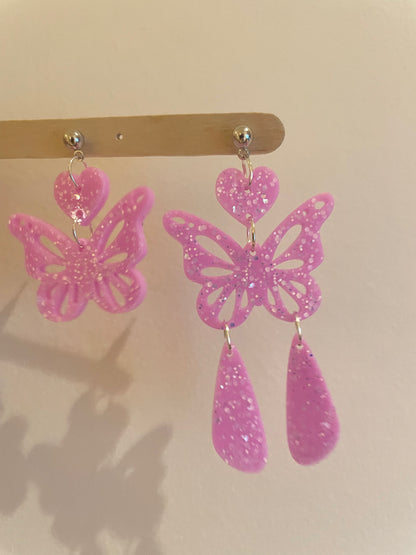 Heart butterfly dangle earring mold