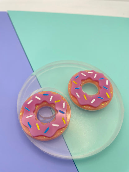 Sweet Donut Statement Stud or Spinner hoop charm earring mold