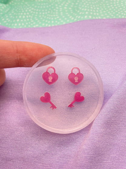 Mini Heart Lock Key Stud Mold Set