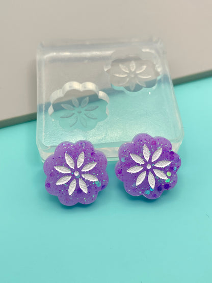 Engraved Japanese flower stud / dangle Earring Mold