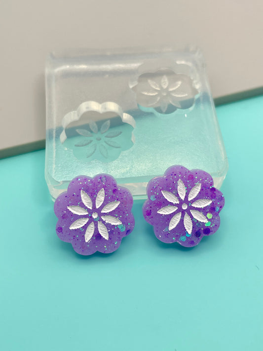 Engraved Japanese flower stud / dangle Earring Mold