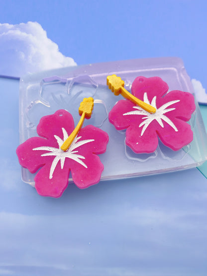 3.6cm Hibiscus Tropical Flower Dangle Earring Mold