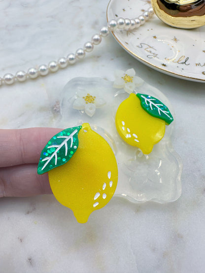 4 cm Lemon Flower Leaf Dangle Earring Mold