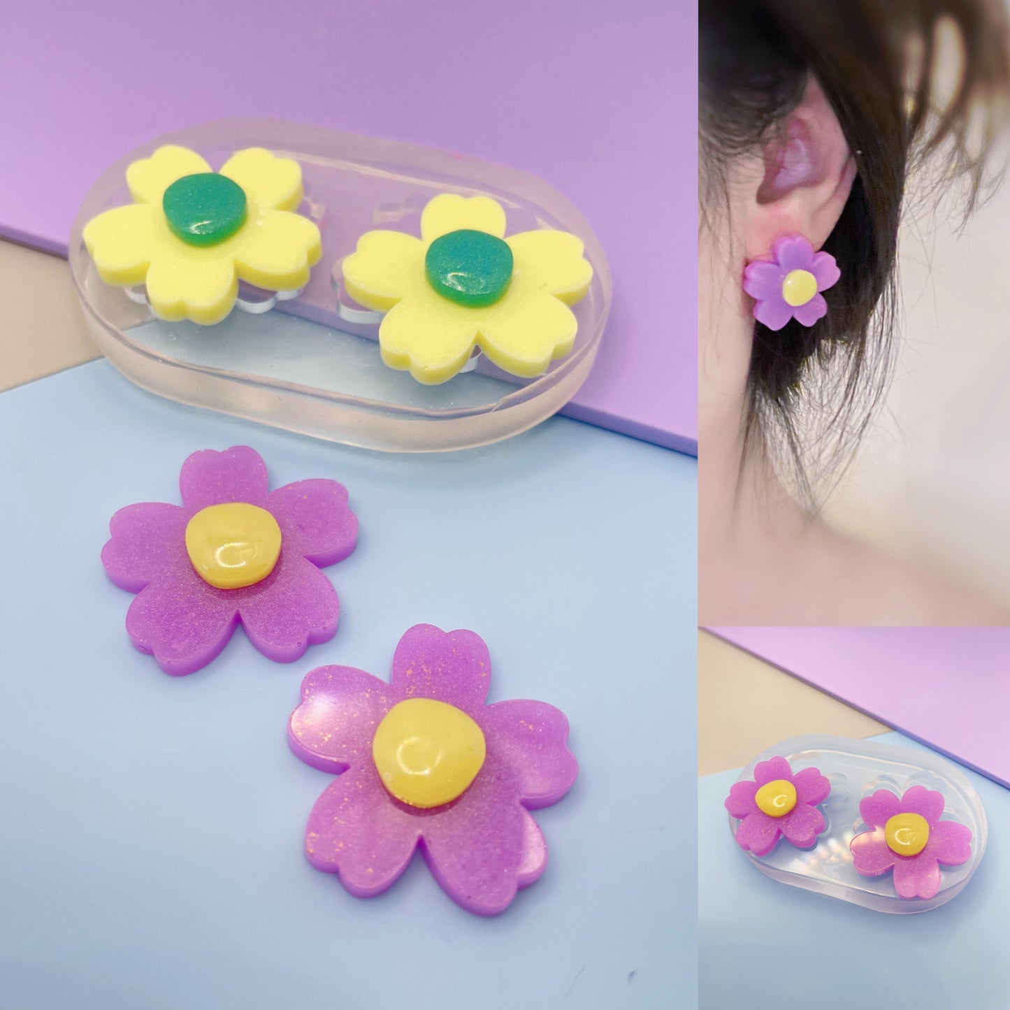 2.5 cm Retro Flower Stud Earring Mold