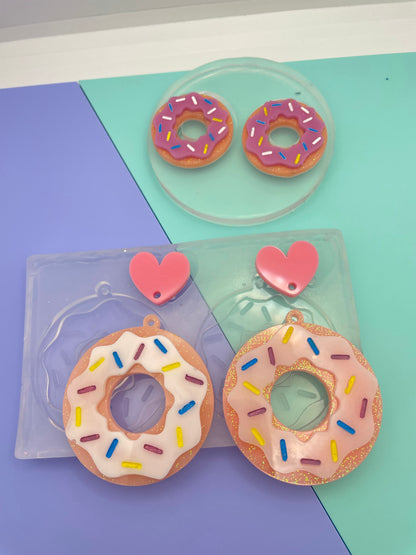 Sweet Donut Statement Stud or Spinner hoop charm earring mold