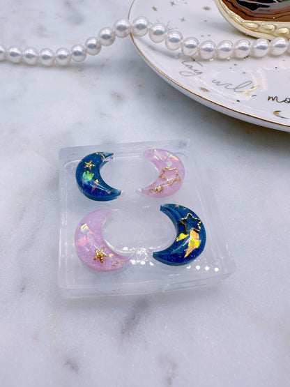 1.6 cm Pre domed Moon Stud Earring Mold