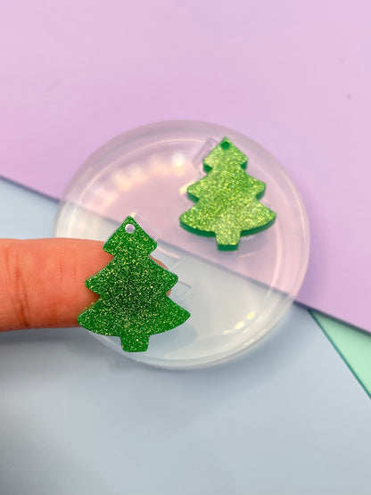 Small mini 2 cm tall Christmas tree dangle earring mold