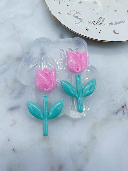 3D Tulip Flower Dangle Earring Mold