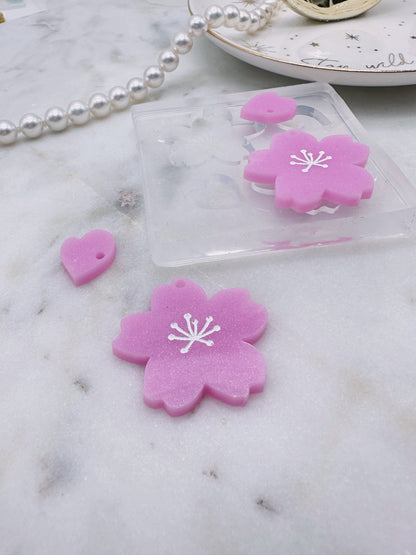 Cherry Blossom Sakura flower Dangle Earring Mold