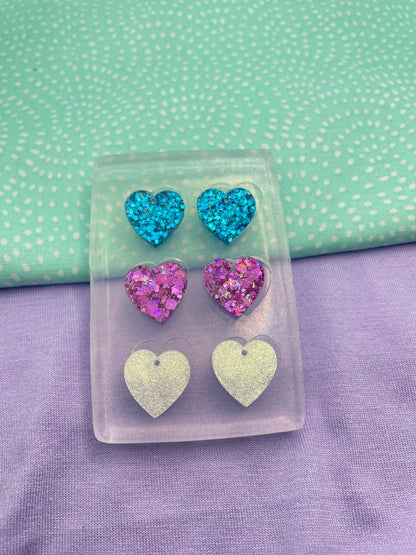 1.5 cm Small Heart Dangle Earring Mold Predrilled