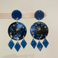 Starry Sky Round Disc with Rhombus tassel Dangle Drop Earring Mold