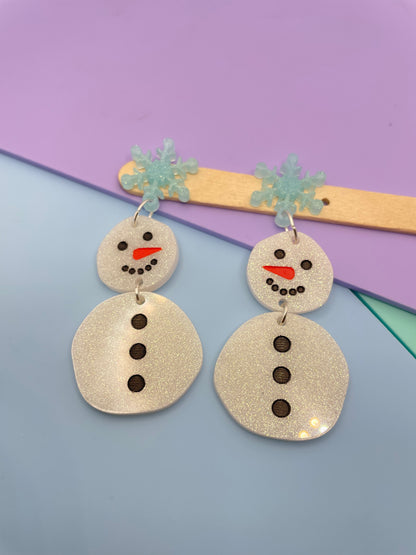 4.5 cm Snowman Two part dangle earring mold Christmas clear silicone mould