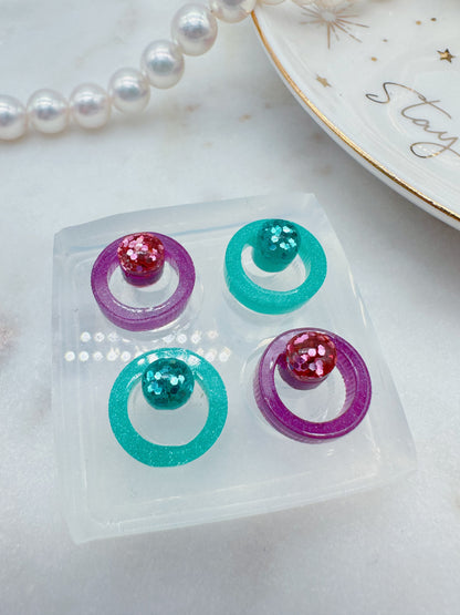 Mini Round Gem Nesting Circle Stud Earring Mold