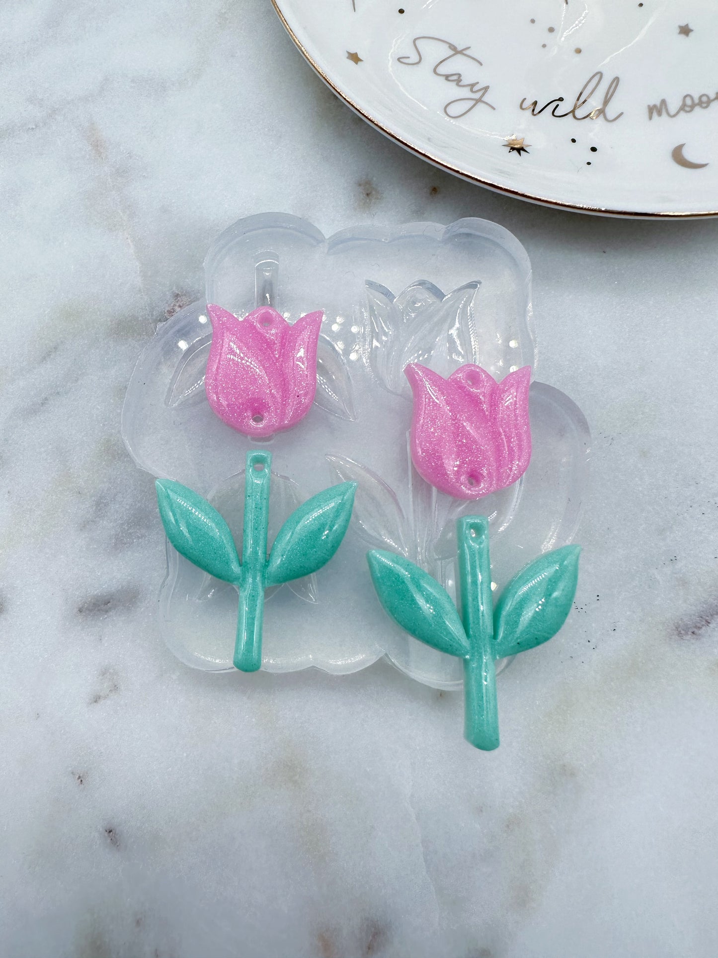 3D Tulip Flower Dangle Earring Mold