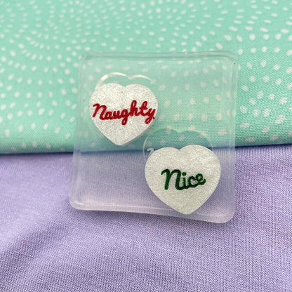 Christmas Naughty or Nice Heart Stud Earring Mold