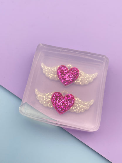 3.5 cm Flying Winged Heart Dangle Earring Mold