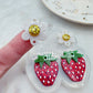 3D Strawberry with Flower Connector Dangle Earring Mold