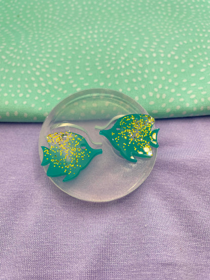 Small Kissing fish dangle earring mold ocean