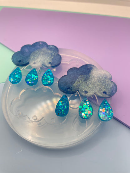 Rainy Clouds Dangle Drop Earring Mold