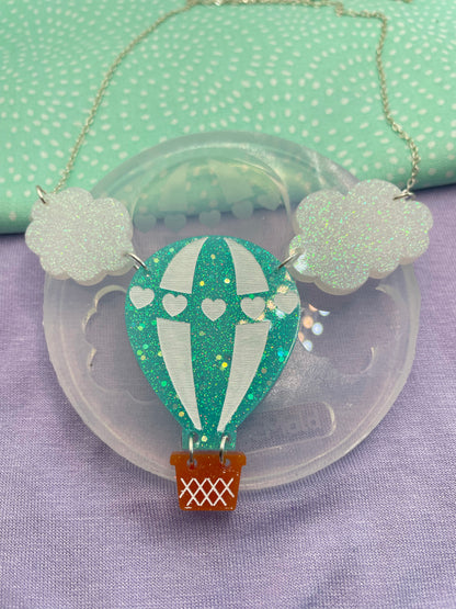 Large Hot Air Balloon with clouds Link necklace brooch Pendant mold