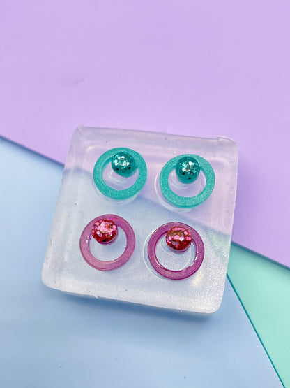 Mini Round Gem Nesting Circle Stud Earring Mold