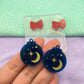 Small Celestial Bauble Christmas Earring Mold with Ribbow Bow Toppers