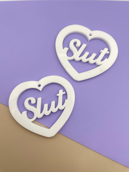 5cm Slut Swear word Heart Dangle Earring Mold