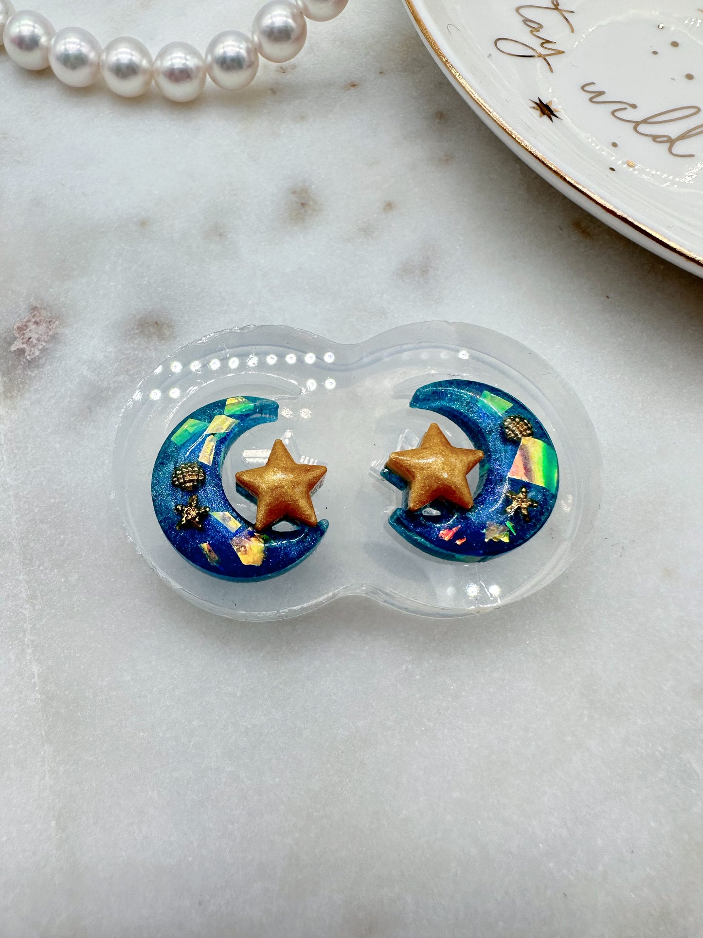Predomed and Layered Star and Moon Stud Earring Mold