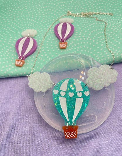 Large Hot Air Balloon with clouds Link necklace brooch Pendant mold