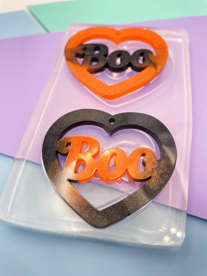 5cm Boo Word Heart Slogan Dangle Earring Mold Halloween