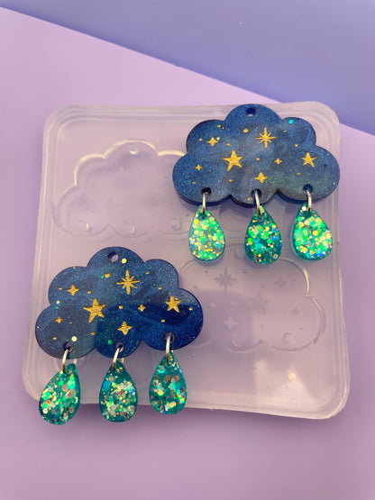 Starry Sky Rainy Clouds Dangle Drop Earring Mold