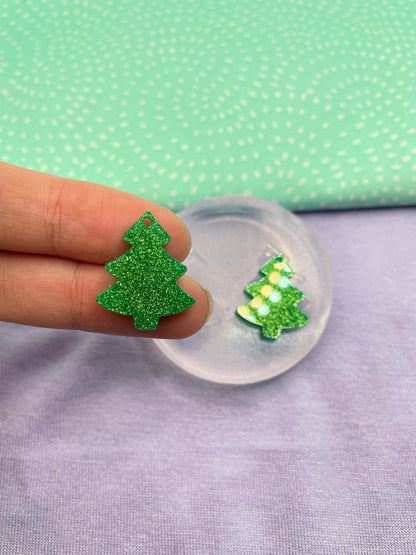 Small mini 2 cm tall Christmas tree dangle earring mold