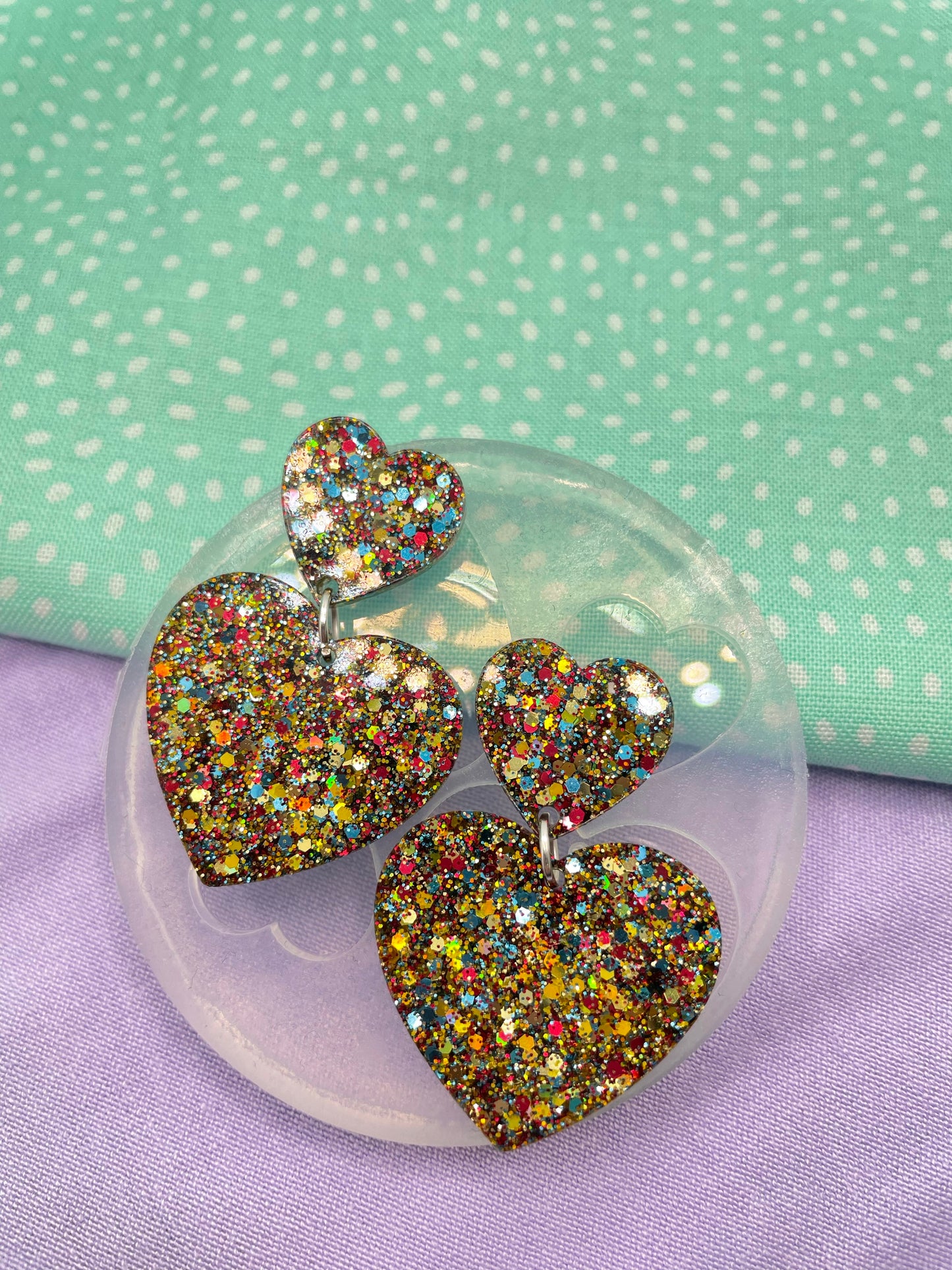 Double Heart Dangle Earring Mold