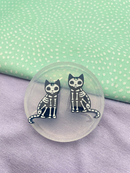 Halloween Gothic Skeleton Cat Dangle earring Mold