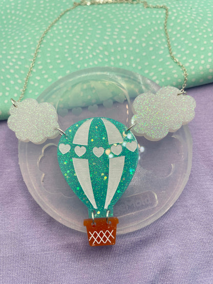 Large Hot Air Balloon with clouds Link necklace brooch Pendant mold